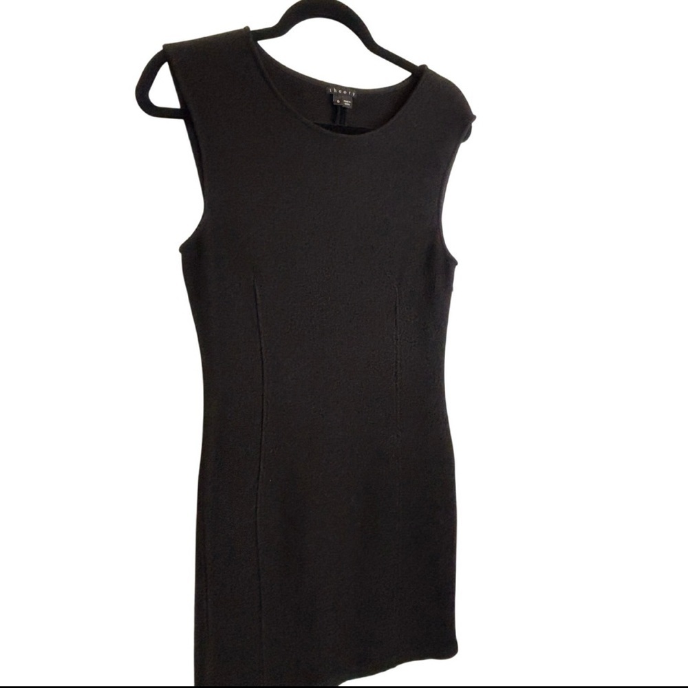 Theory Elegant Black Sleeveless Wool Blend Mini Dress Size 8